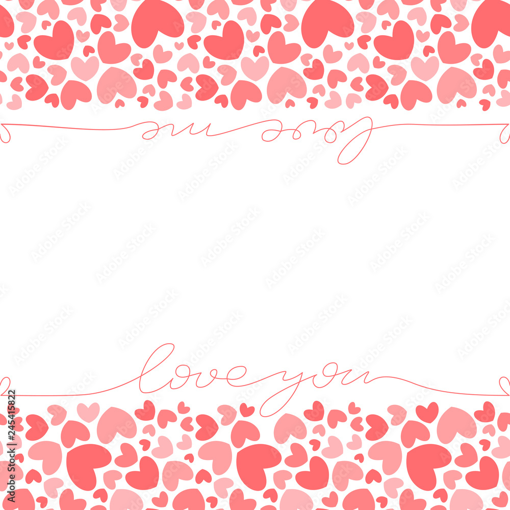 Pink hearts shape banner template for Valentine's Day. Isolated vector. Simless pattern Pink hearts shape banner template for Valentine's Day. Isolated vector. Simless pattern