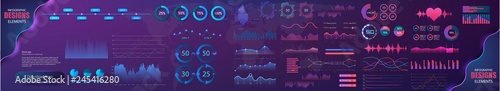 Different UI, UX, GUI Modern modern infographic vector template with statistics graphs and finance charts. Diagram template and chart graph
