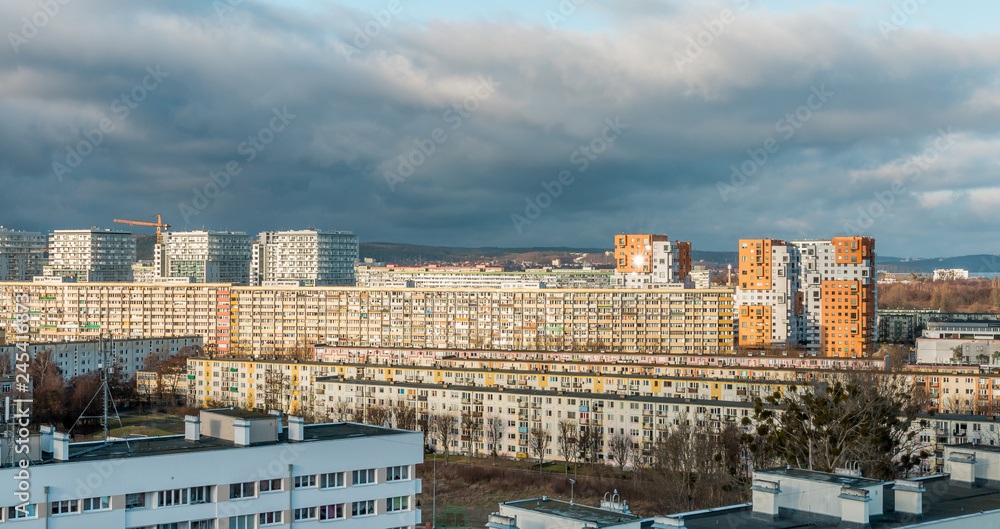 View of residential  building area  in Poland, Gdansk