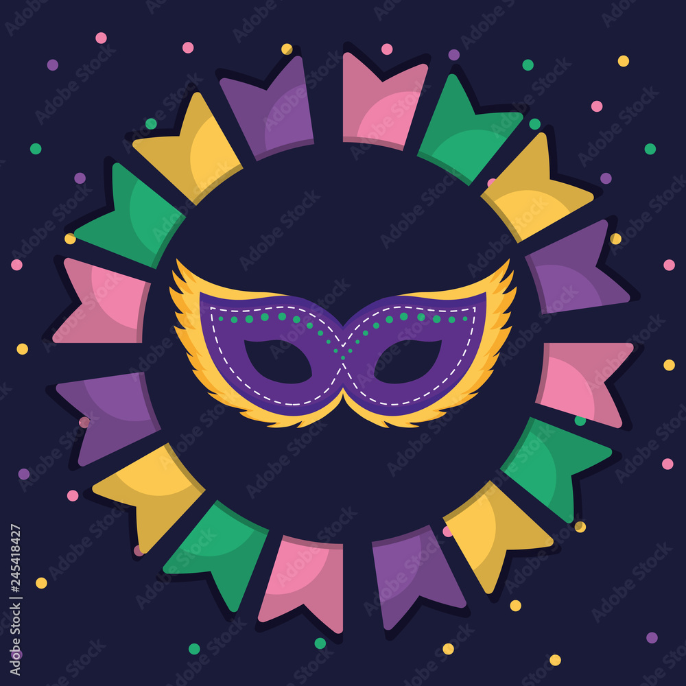carnival mask accessory with garlands around carnival mask accessory with garlands around