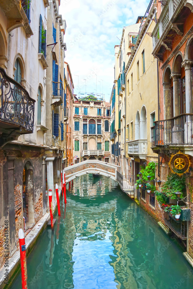 Venice, Italy.Canal and bridge in Venice