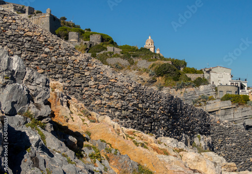 View of the beautiful seaside village in summer in the Cinque Terre area, Italy. photo