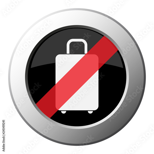 suitcase - ban round metal button, white icon