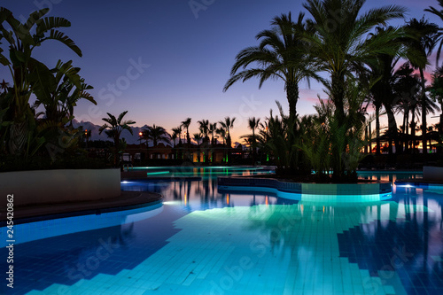 swimming pool at night