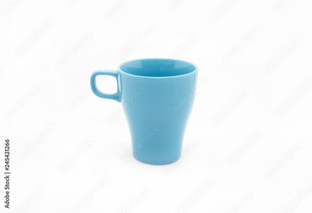 Bright blue ceramic cup isolated on white background Bright blue ceramic cup isolated on white background
