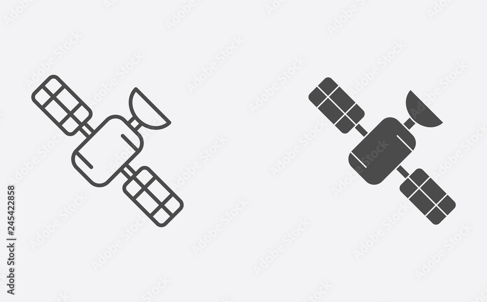 Satellite filled and outline vector icon sign symbol