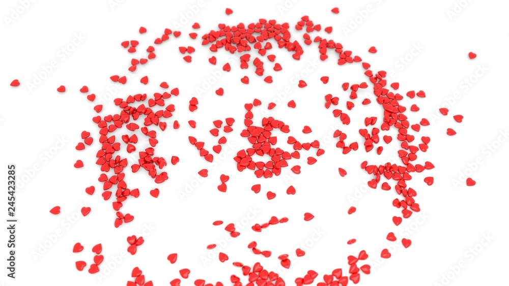 Abstract red heart bokeh background for Valentine's day. 3d render. 3d illustration
