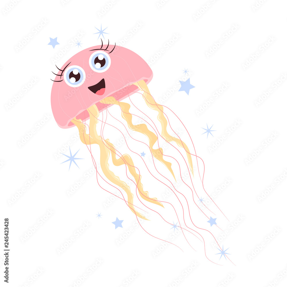 Obraz premium Cute pink jellyfish