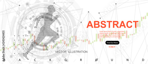 Running Man, concept of man and technology. Futuristic abstract illustration. Innovative systems analytics, sports culture and health programs of the future in our time. Vector illustration