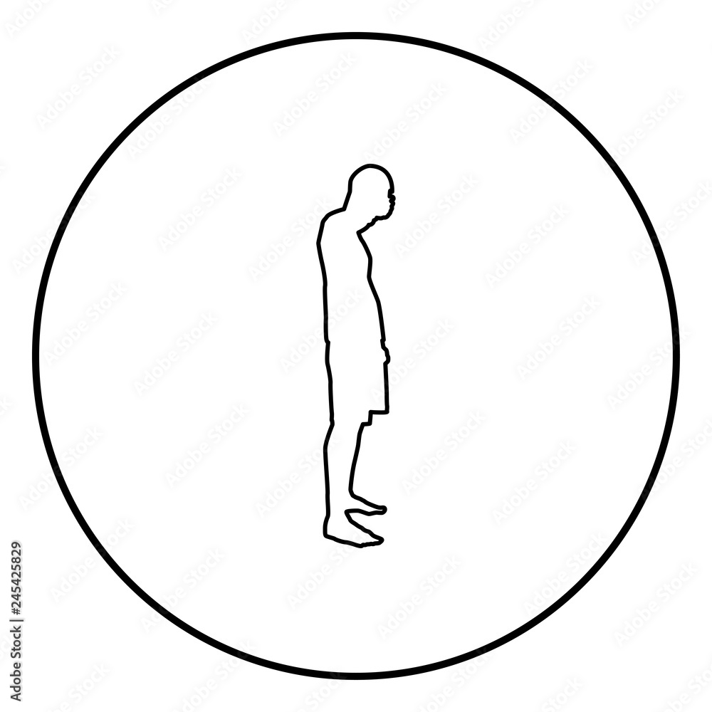 Man closing his eyes his hands silhouette side view icon black color illustration in circle round Man closing his eyes his hands silhouette side view icon black color illustration in circle round