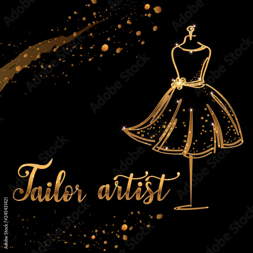 Logo Fashion studio. Custom handmade calligraphy, Vector brush lettering for fashion salon.