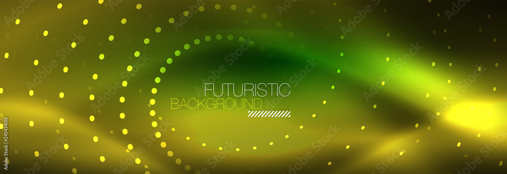 Yellow neon abstract background with dotted circles Yellow neon abstract background with dotted circles