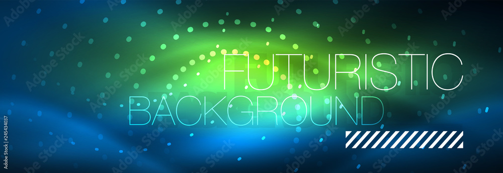 Naklejka premium Glowing neon circle line dots, round line design, abstract style on black background. Neon abstract round circles Magic neon lights and glowing dots