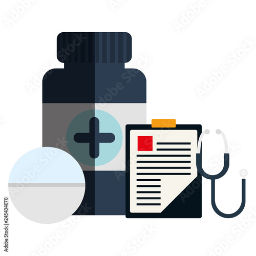 medical order checklist with bottle drugs