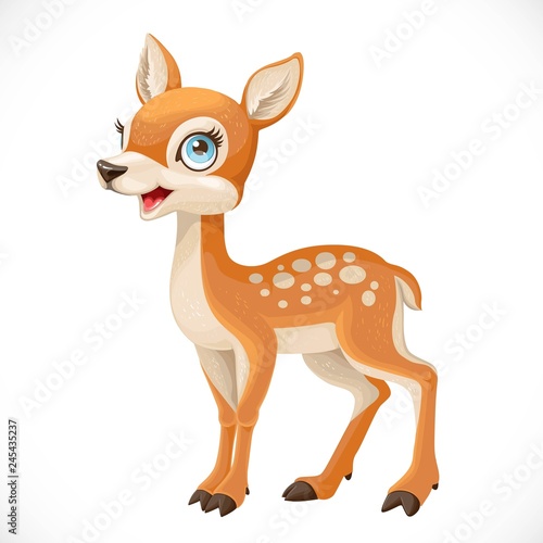 Cute cartoon spotted fallow deer isolated on a white background © Azuzl