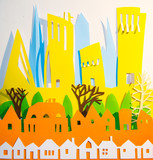 Paper cut design of the city view. Creativity, education, hobby, innovation and inspiration concept.