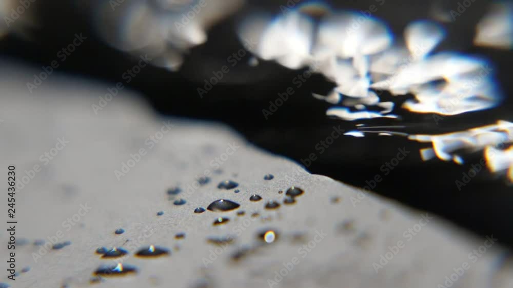 Abstract black and white water drops moving and sparkling in slow motion Abstract black and white water drops moving and sparkling in slow motion