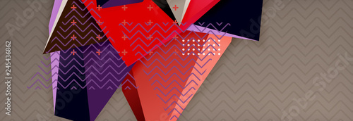 3d triangular shapes geometric background. Origami style pattern with triange shapes for decorative design. Poster design. Line design. Modern presentation template