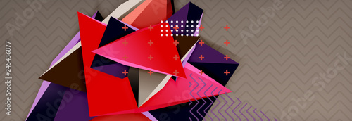 3d triangular shapes geometric background. Origami style pattern with triange shapes for decorative design. Poster design. Line design. Modern presentation template