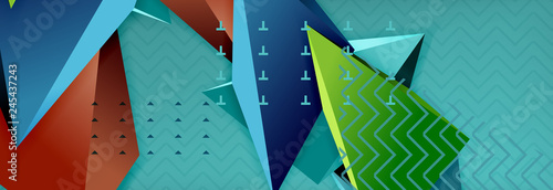 Vector 3d triangular shapes abstract background, origami futuristic template with lines