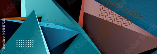 3d triangular shapes geometric background. Origami style pattern with triange shapes for decorative design. Poster design. Line design. Modern presentation template