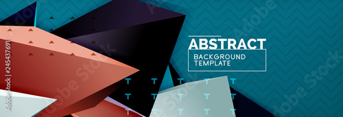 3d triangular shapes geometric background. Origami style pattern with triange shapes for decorative design. Poster design. Line design. Modern presentation template