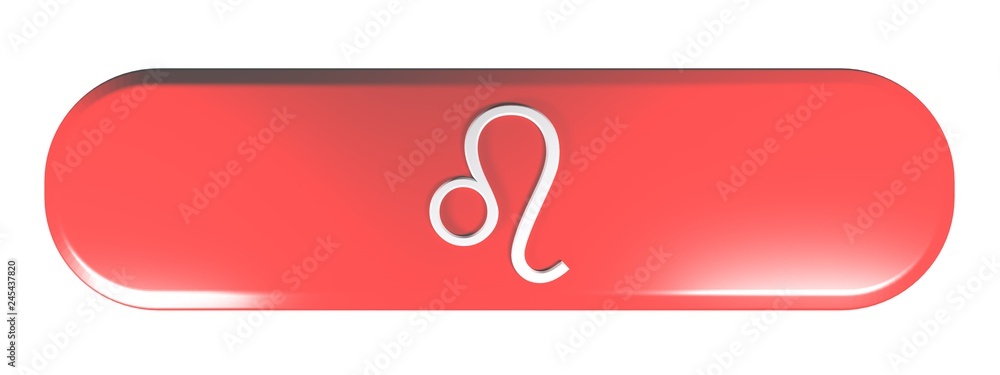 ZODIAC LEO ICON red rounded rectangle push button - 3D rendering illustration ZODIAC LEO ICON red rounded rectangle push button - 3D rendering illustration