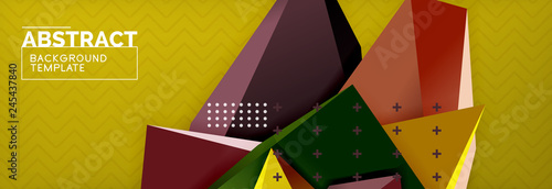 3d triangular shapes geometric background. Origami style pattern with triange shapes for decorative design. Poster design. Line design. Modern presentation template