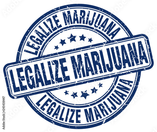 legalize marijuana blue grunge round vintage rubber stamp