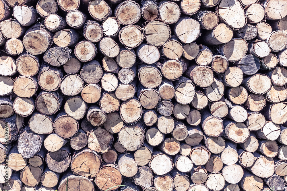 ends of logs wooden background. toning. wood in the stack. - Image ends of logs wooden background. toning. wood in the stack. - Image