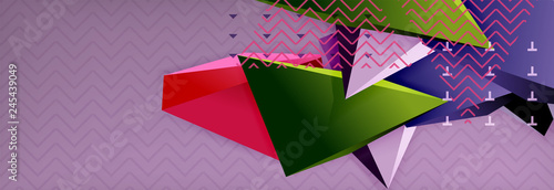 3d triangular shapes geometric background. Origami style pattern with triange shapes for decorative design. Poster design. Line design. Modern presentation template