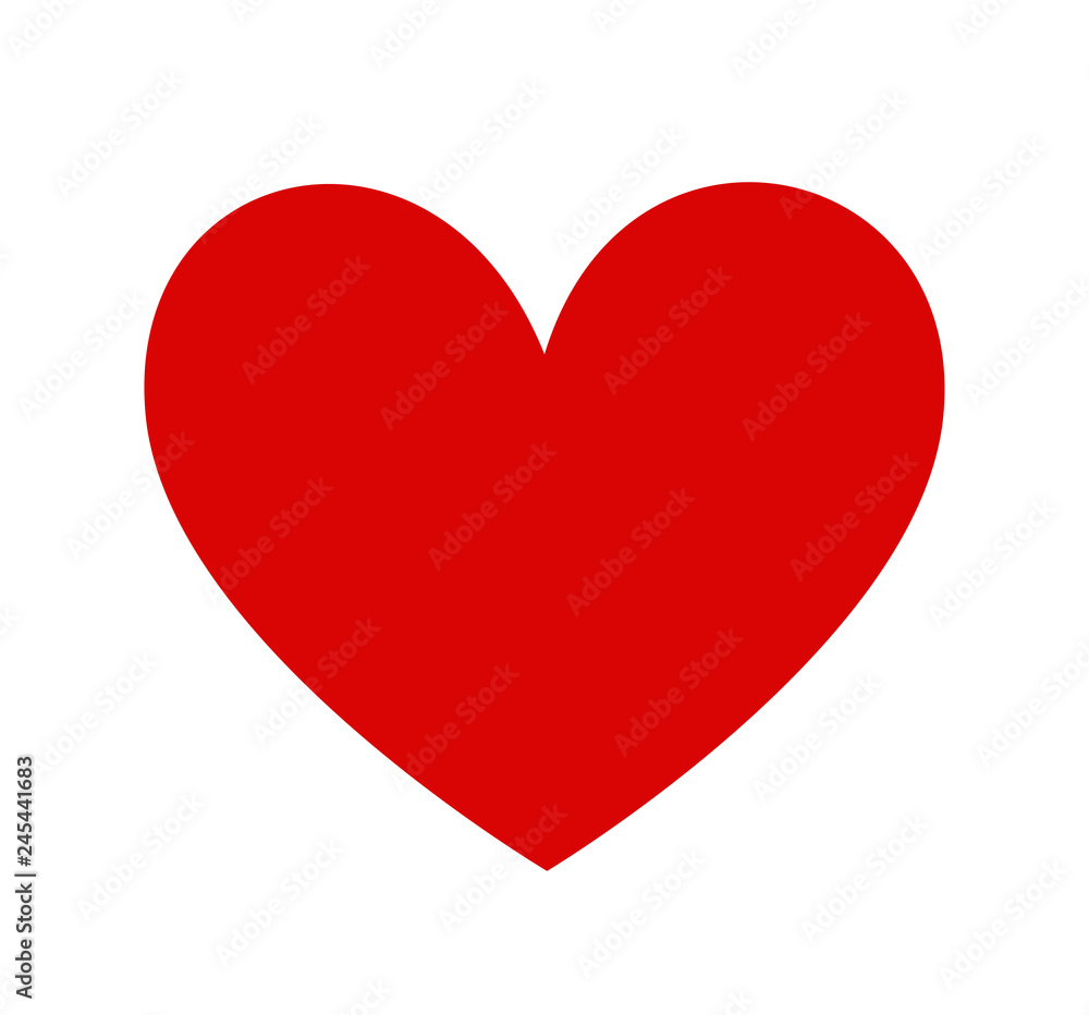Classic red heart symbol, template. Traditional shape, basic red color.