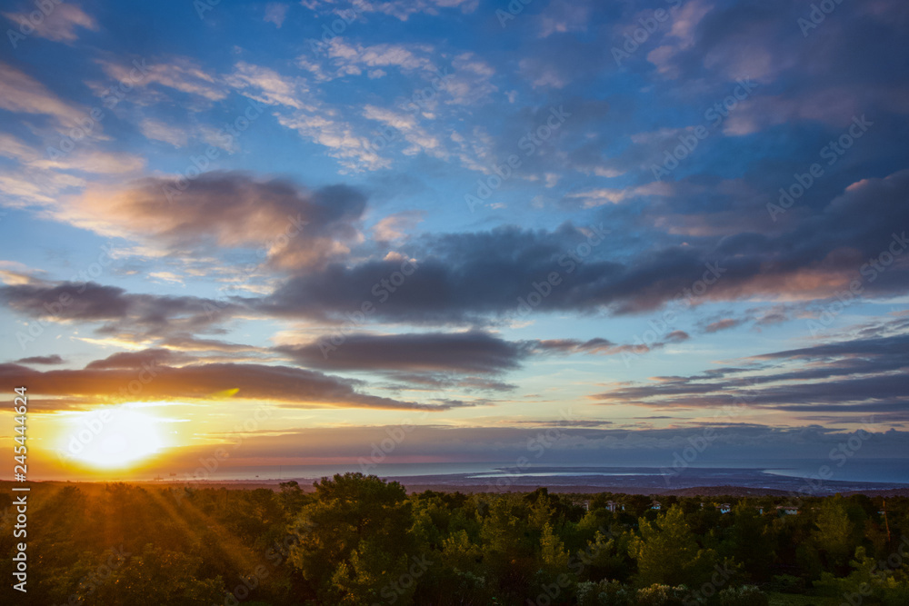 A beauty landscape from the mountains to the Mediterranean sea, outdoors sunrise of Cyprus for this background view.