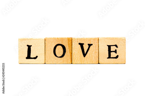 love on wooden cubes