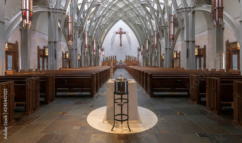 Baptismal inside the Ave Maria Catholic Church in Ave Maria, Florida