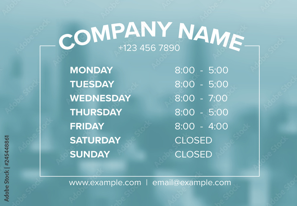 Store Hours of Operation Layout Stock Template Adobe Stock