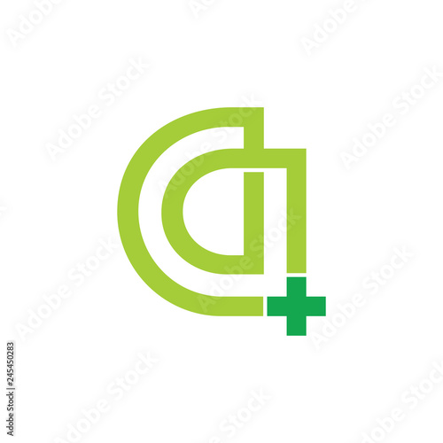 abstract letter d plus medical doctor logo vector