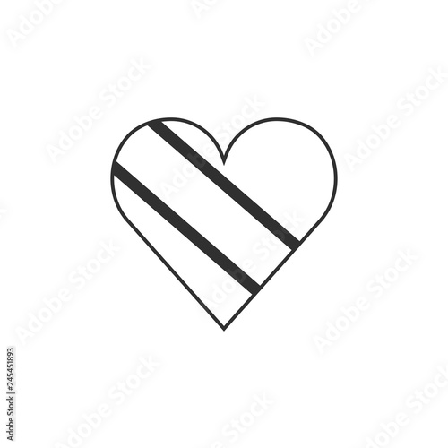 Trinidad and Tobago flag icon in a heart shape in black outline flat design. Independence day or National day holiday concept.