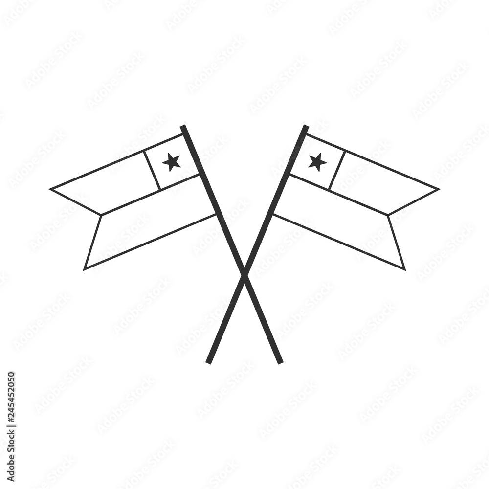 Chile flag icon in black outline flat design. Independence day or National day holiday concept. Chile flag icon in black outline flat design. Independence day or National day holiday concept.