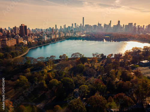 Konstfotografi Aerial of Central park and downtown Manhattan