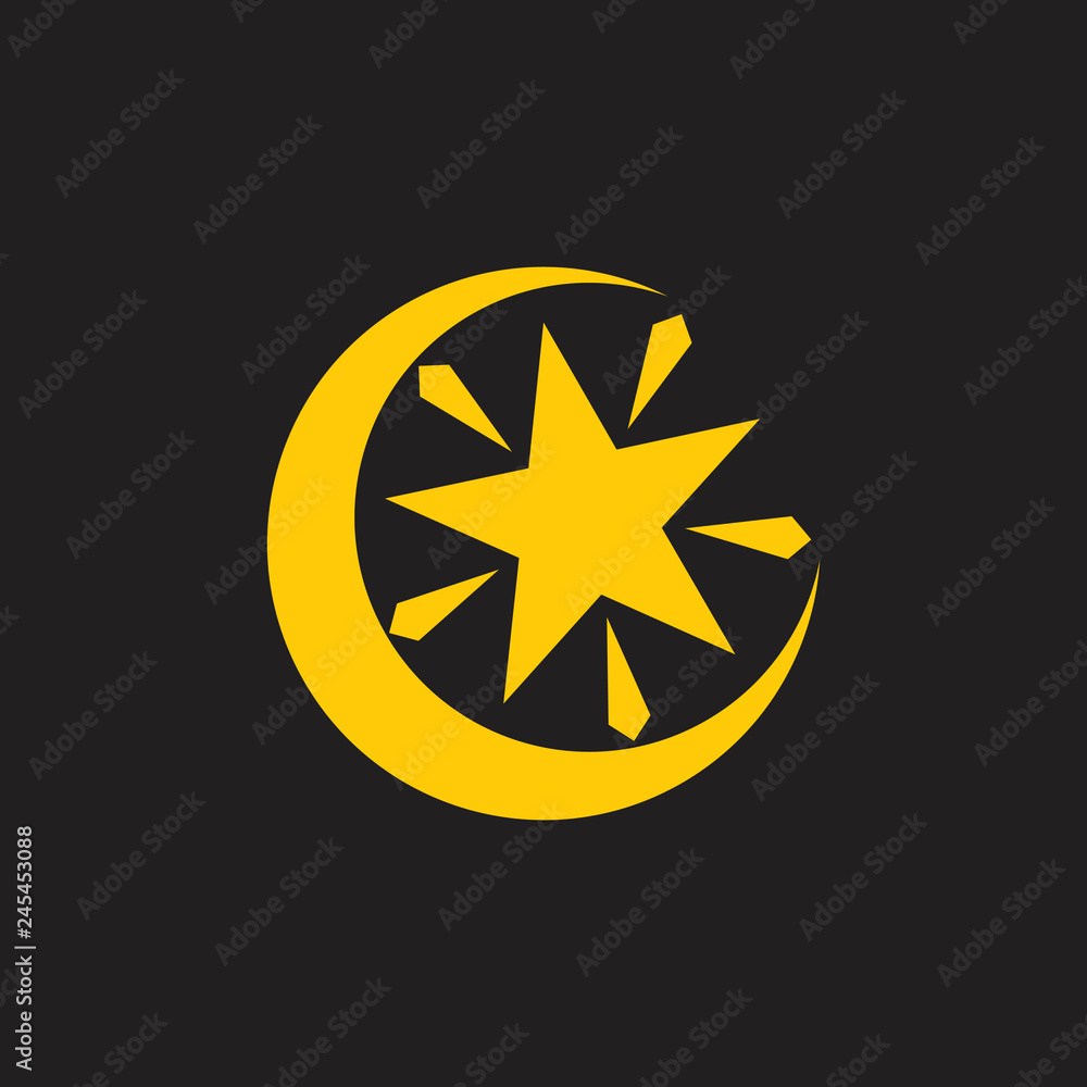 shine moon star flat gradient logo vector shine moon star flat gradient logo vector