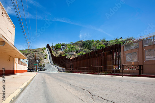 United States Border Wall with Mexico at Nogales Arizona photo
