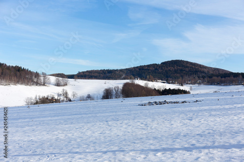 Fototapeta Naklejka Na Ścianę i Meble -  Snowy north Bohemia Landscape, Jizerske Mountains, Czech Republic