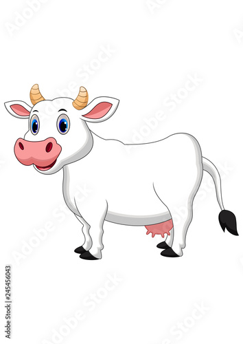 Cute white cow cartoon