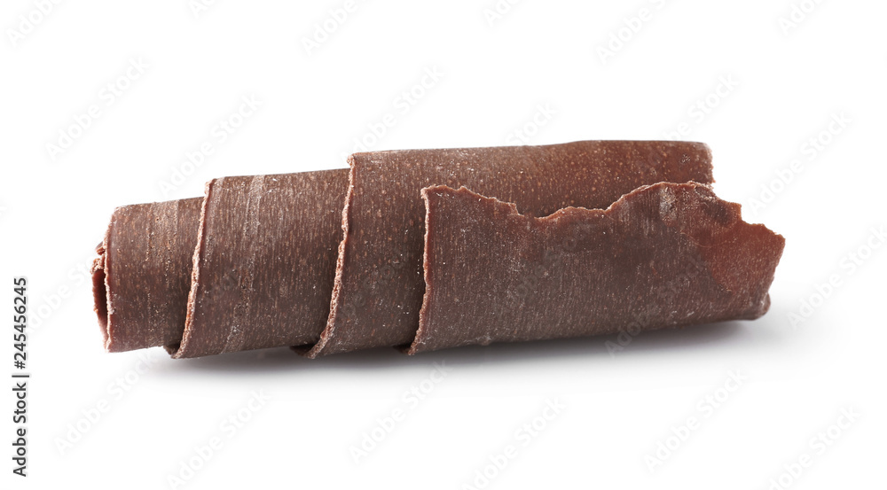 Curl of tasty chocolate on white background Curl of tasty chocolate on white background
