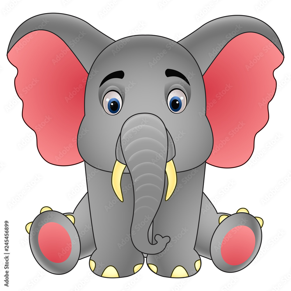 Fototapeta premium Cute baby elephant sitting isolated on white background