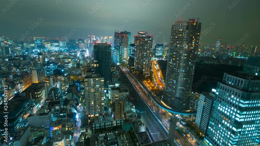 東京夜景　タイムラプス　躍動する大都会　4K