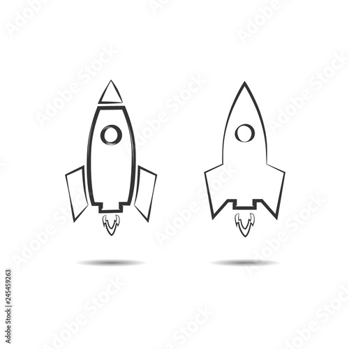 Rocket Vector and illustration flying rocket.Space travel to the moon.Space rocket launch.Project start up Solar System and text space