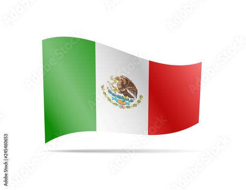 Waving Mexico flag in the wind. Flag on white vector illustration