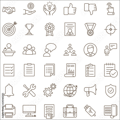Set of Business and Corporate Related Vector Icons. Contains such Icons as click, touch, reward, business people  and more